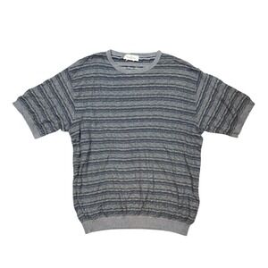 Ermenegildo Zegna Mens‎ Blue Gray 3D Knit Zig Zag Sweater Shirt Top Size Medium